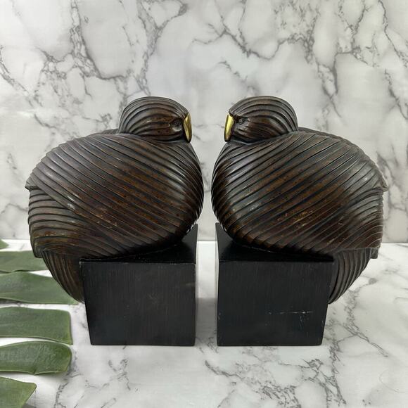 Austin Other - Austin Kinder Collection Sleeping Birds Bookends Sculptures Brown Brass Trim